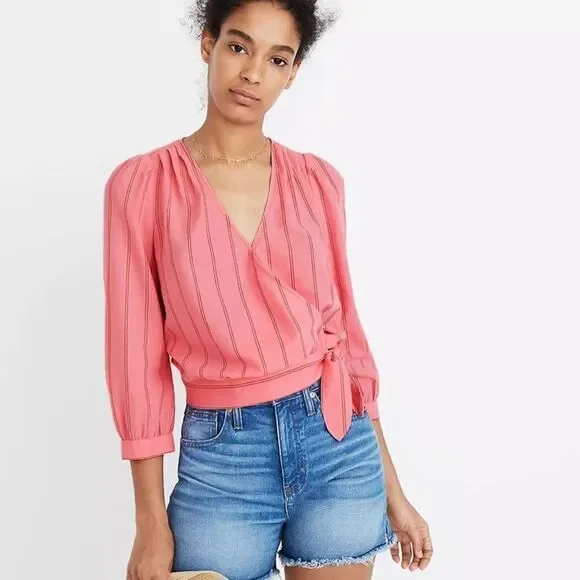 Madewell Wrap Top in Cecilia Stripe - Picture 3 of 4